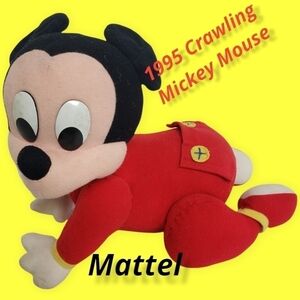Vintage Crawling Mickey Mouse Plush Mattel 1995 Walt Disney Co. Works.